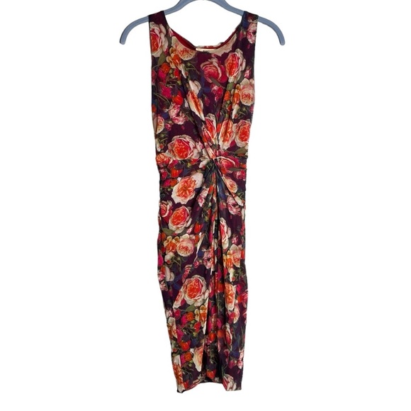 Jean Paul Gaultier Dress Fuzzi Rose Print Knotted Front Mesh Made in Italy Small - Picture 5 of 9